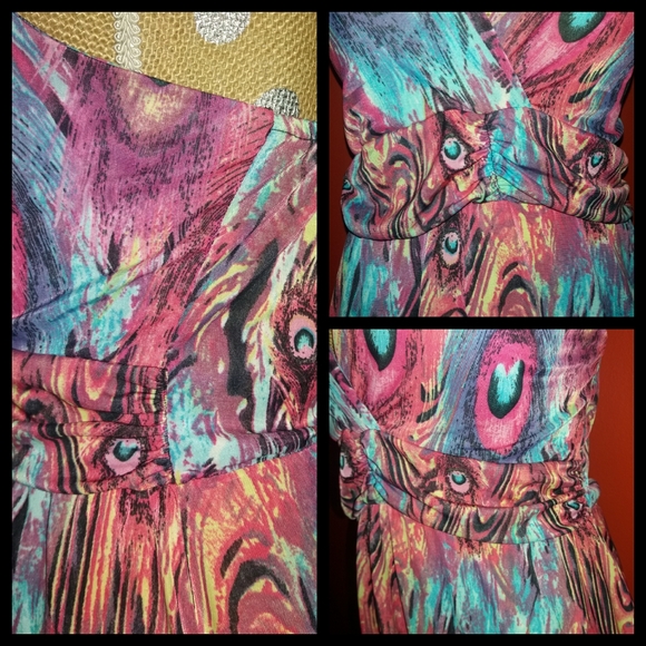 NWOT Feather Print Halter Maxi Dress - Picture 6 of 6